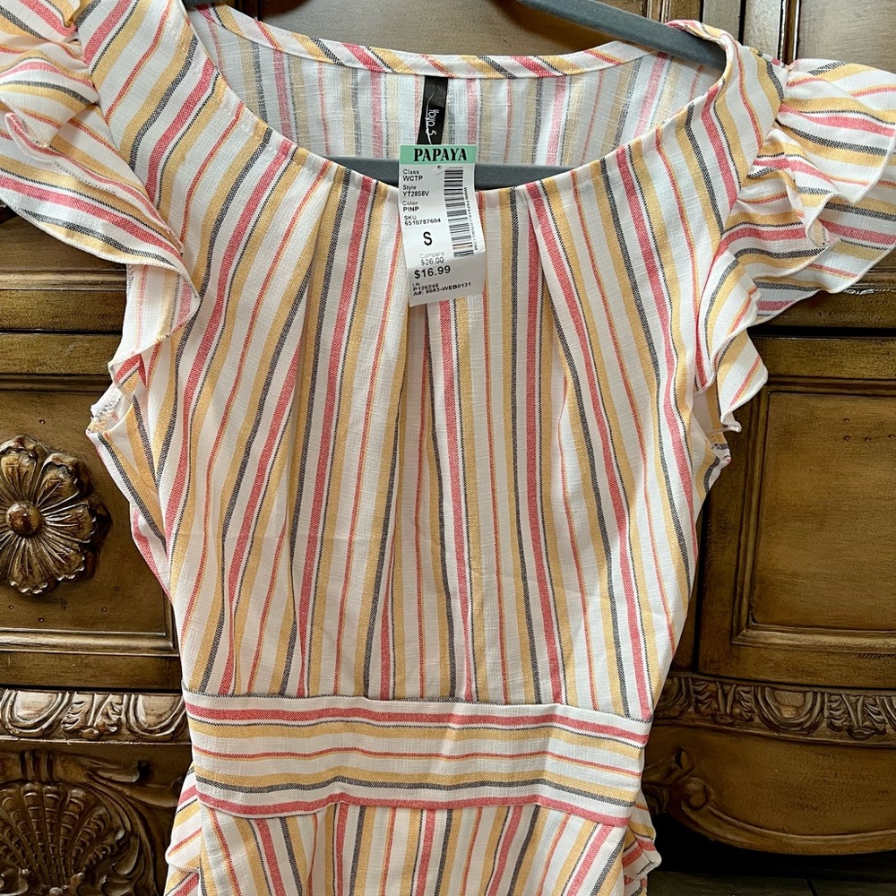 Papaya peplum stripe top